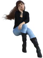 photo of a mannequin in a black sweater and jeans