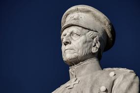 Stone monument of Moltke At blue sky background