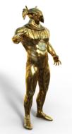 golden figure of horus, egyptian deity, 3d render