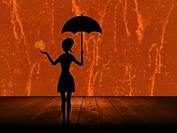 silhouette of a girl under an umbrella as an illustration