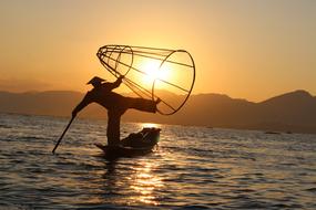 Fisherman at Sunset, myanmar