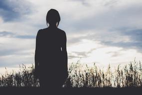 girl silhouette on the field