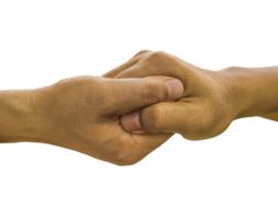 male Hands, Palm In palm at white background