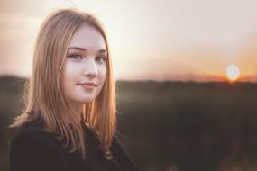 girl outdoor at sunset
