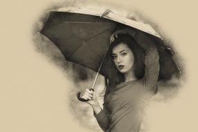 girl under an umbrella as an illustration