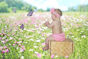 Baby Girl with Butterflies