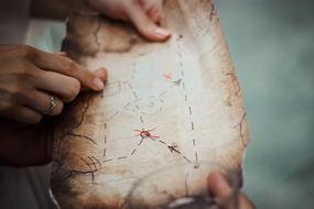 old Treasure Map in hands