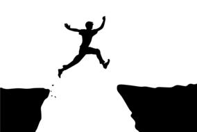 boy jumping rocks drawing