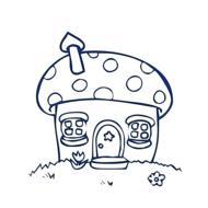 mushroom cottage drawing