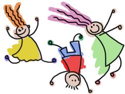 children as colorful sketches