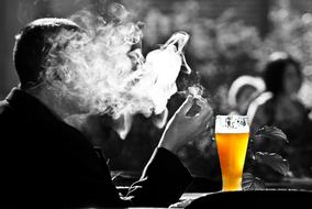 Man Smoke and Beer