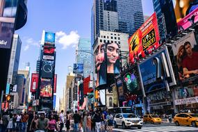 crowds of people on Times Square, USA