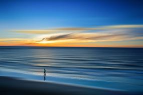 man on the calm beach