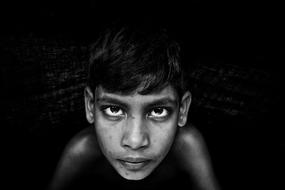 Black And White photo of Boy Child