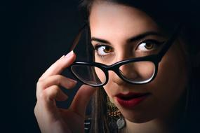 beautiful Women Glasses Face close-up