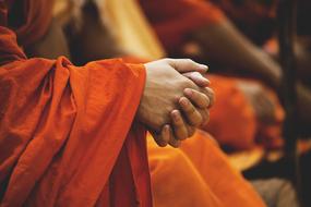 buddhist monk with Folded hands