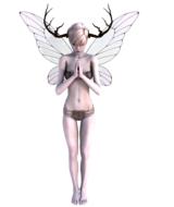 Clipart of the fairy girl with white wings and antlers