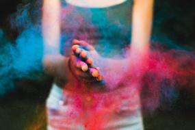 color dust at a festival in india