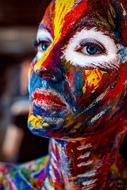 colorful body art, firebird girl