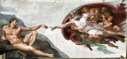 god finger michelangelo drawing