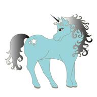 Beautiful and cute, cyan and silver unicorn with the stars, clipart