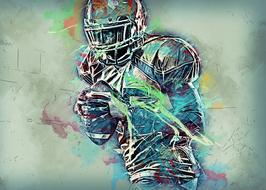 multi-colored image of an american football player