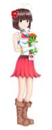Beautiful and colorful Japanese Anime girl, with the cute mascot, at white background, clipart