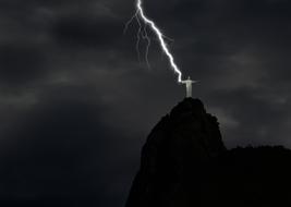 Christ Statue Flash lightnings