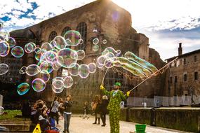 show of soap bubbles on the street in Rome