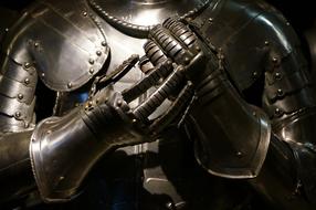 medieval Steel Armor, gloves close up