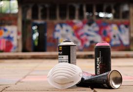 spray cans at an abandoned train station