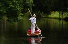 Punt Boat Couple, avon river, new zealand