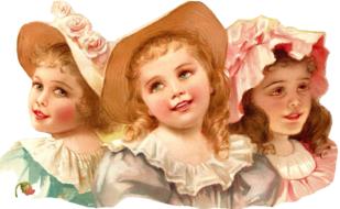 vintage drawing of girls children teenager