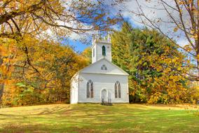 white wooden church in New England