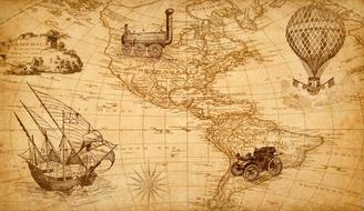 drawn mechanical inventions on the map