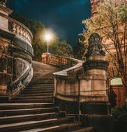 staircase of the architectural ensemble in dresden at night