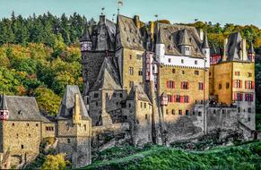 painted in watercolor Eltz Castle in Wirsheim, Germany