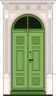 painted green door in a white building