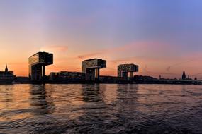 modern buildings in Cologne near Rhine