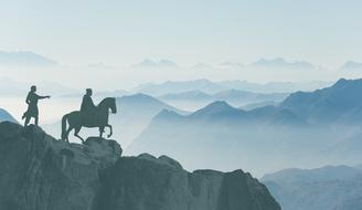 Panorama view of Middle Ages Campaign on mountains