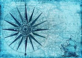 compass with map drawing