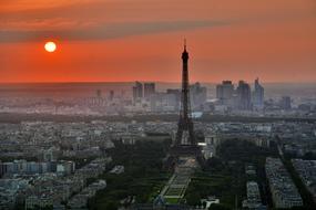 wonderful Paris Eiffel Tower red sun