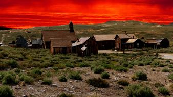 phantom village against the red sky in America