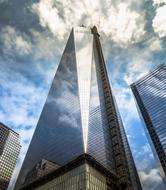 low angle view of Freedom Tower at sky, usa, manhattan, New York city