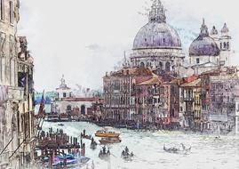 venice italy canal landmark drawing