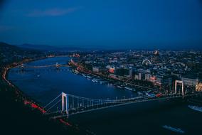night photo of the bridge in Budapest, Hungary