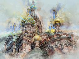 drawing of Russia Saint Petersbourg Cathedral