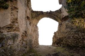 ruined wall of a medieval castle