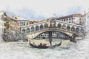 venice italy canal drawing