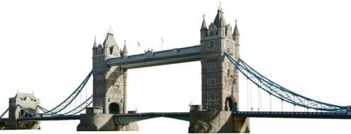 Tower Bridge in London, England, UK at white background